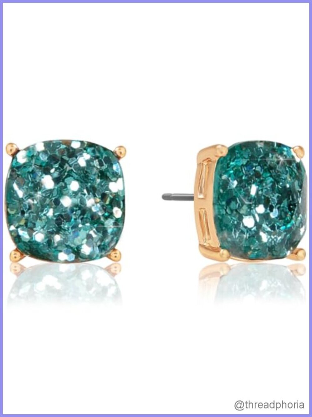 Large Square Rhinestone Stud Earrings, Hypoallergenic Stainless Steel, Gift Box